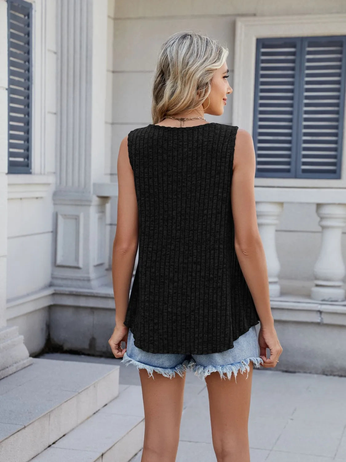 Ribbed Round Neck Tank