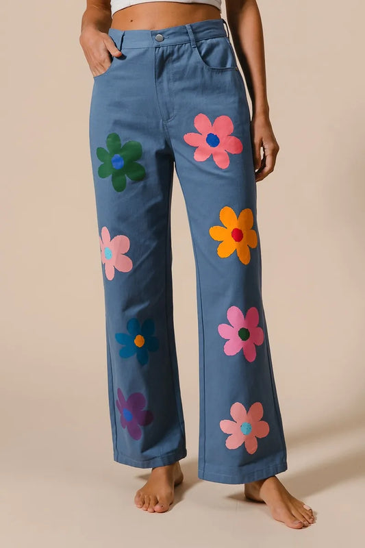 BiBi Flower Print Straight Legs Pants