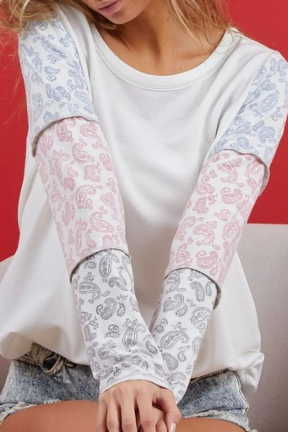 BiBi French Terry with Paisley Triblend Color Block