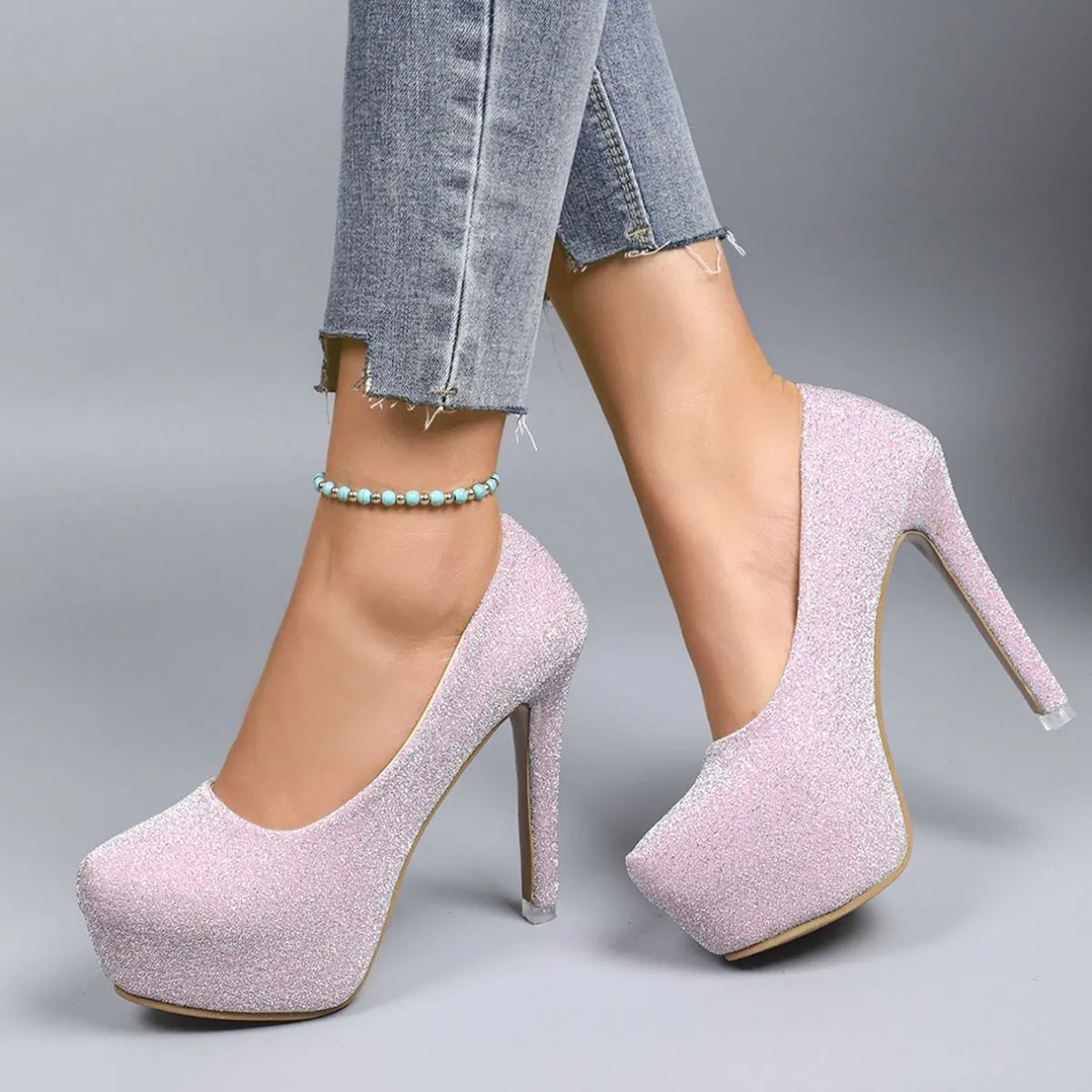 Round Toe Stiletto Pumps