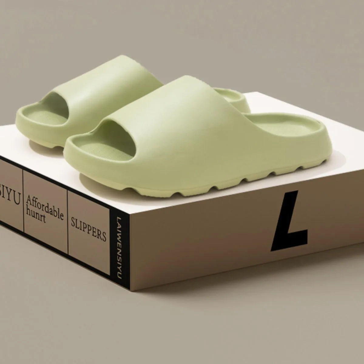 Open Toe Platform Slippers Gum Leaf