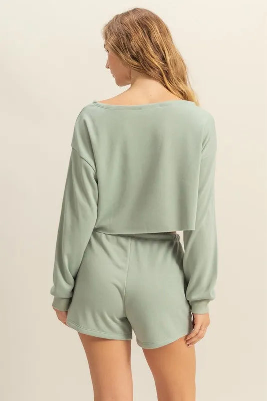 HYFVE Boat Neck Long Sleeve Cropped Top