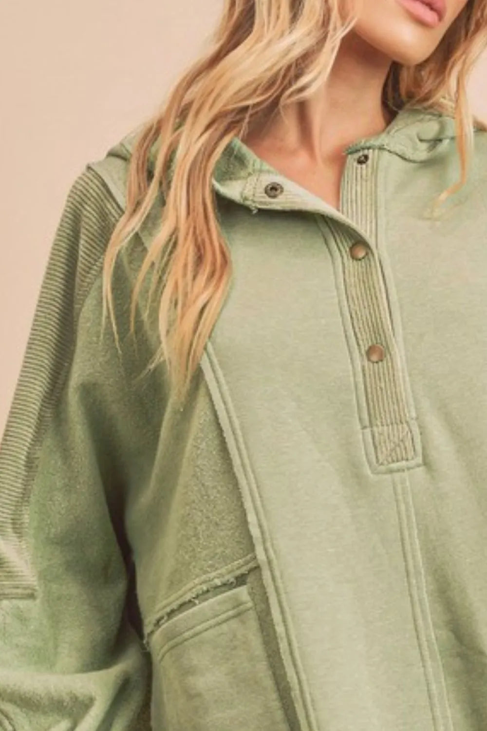 Aemi + Co Slit Half Snap Oversize Hoodie