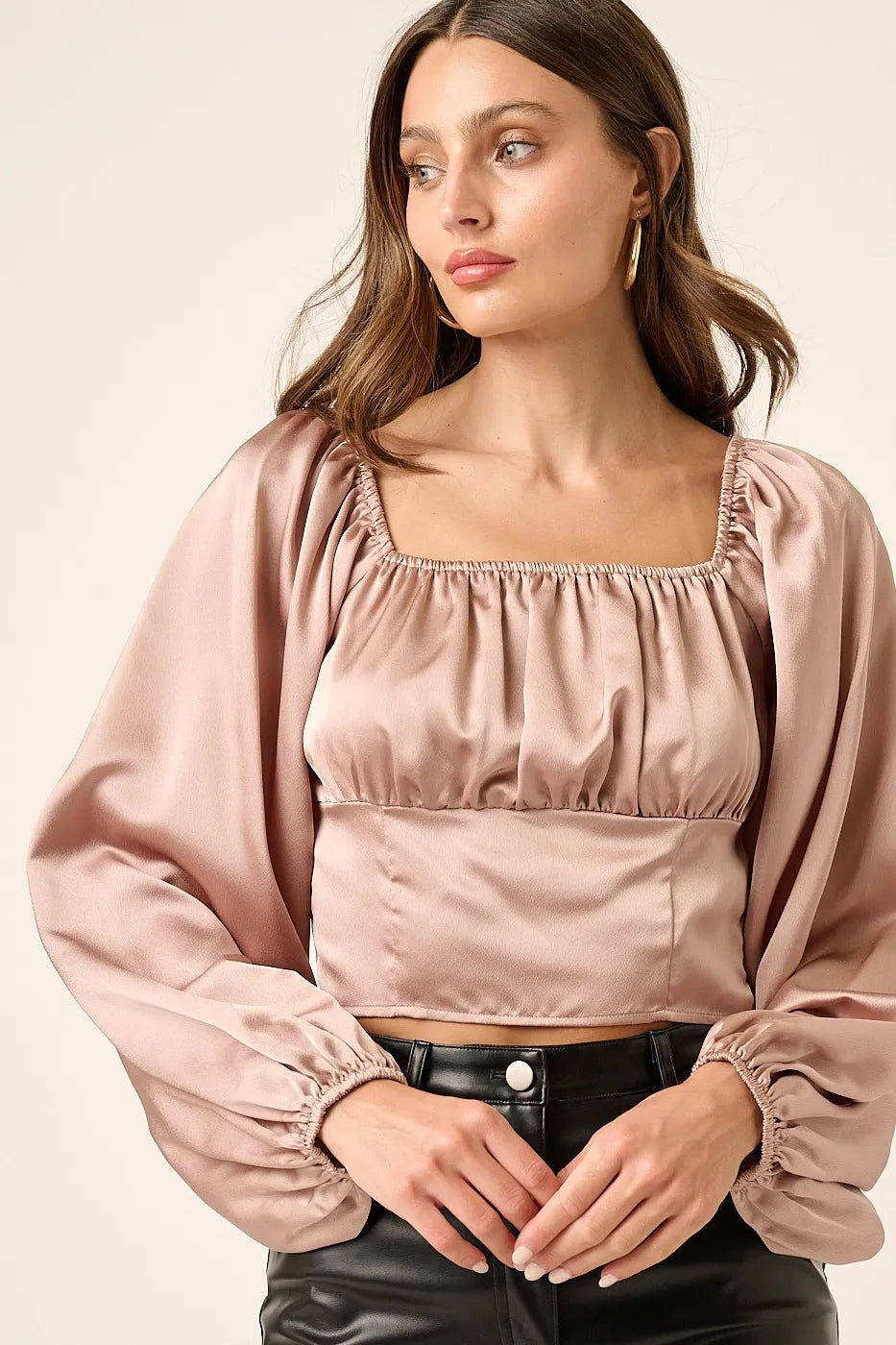 Mittoshop Satin Square Neck Blouse