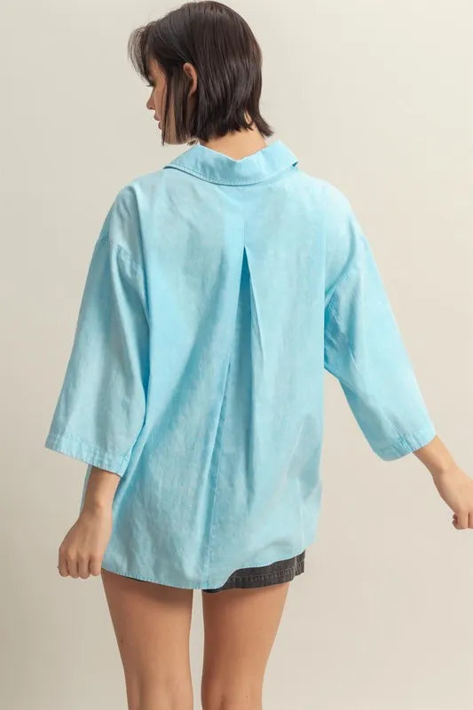 HYFVE Button Down Collared Neck Relaxed Fit Shirt