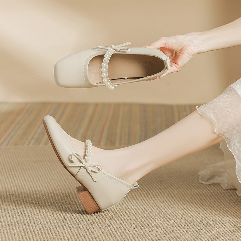Square Toe Block Heels Pumps
