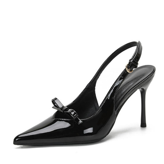 Bow Point Toe Stiletto Slingback Pumps