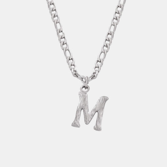 Titanium Steel Letter Pendant Necklace Style M One Size