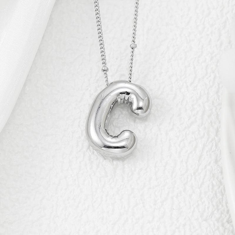 Copper Bubble Letter Pendant Necklace Style C One Size