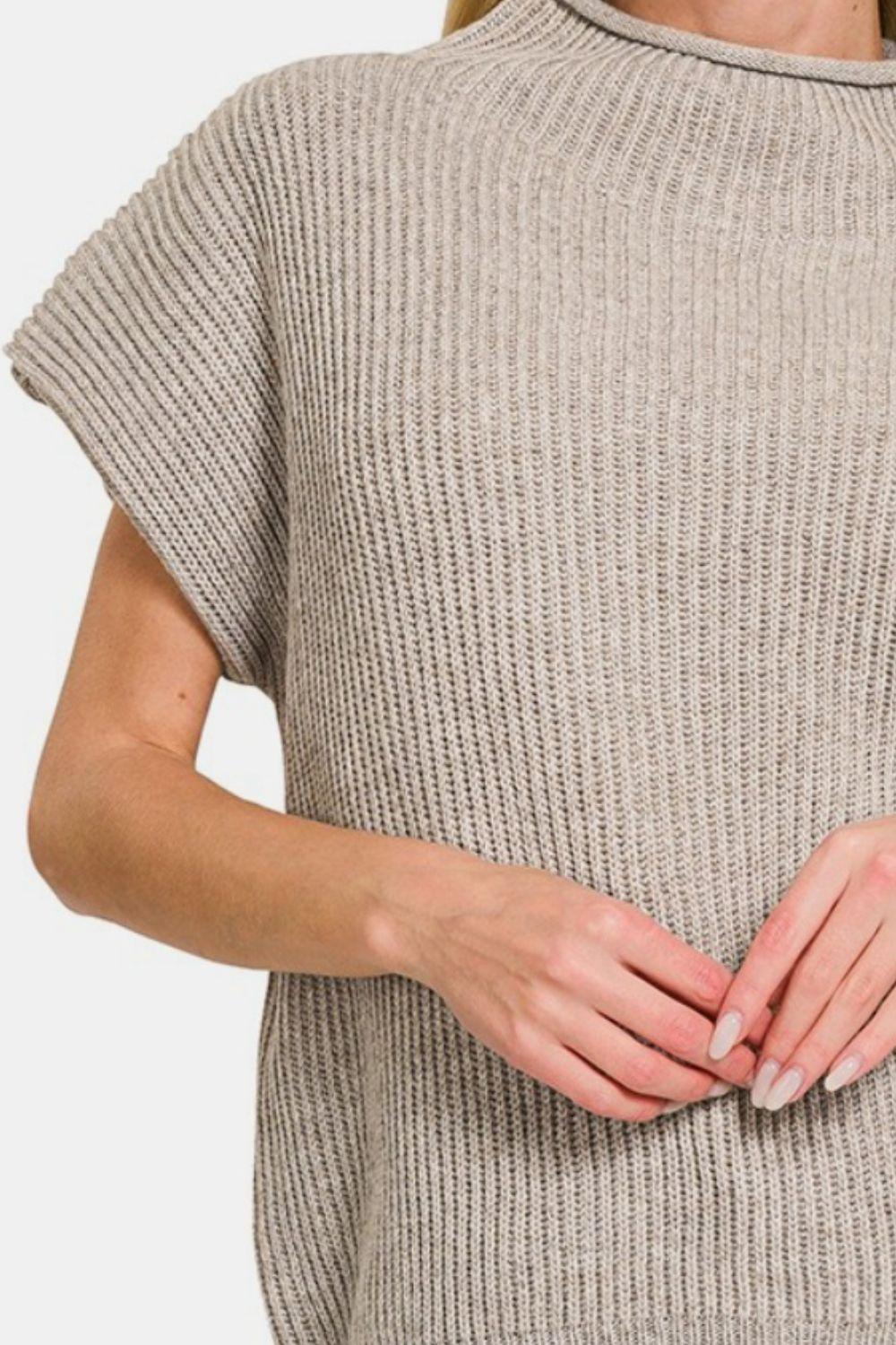 Zenana Short Sleeve Mock Neck Sweater for Effortless Style