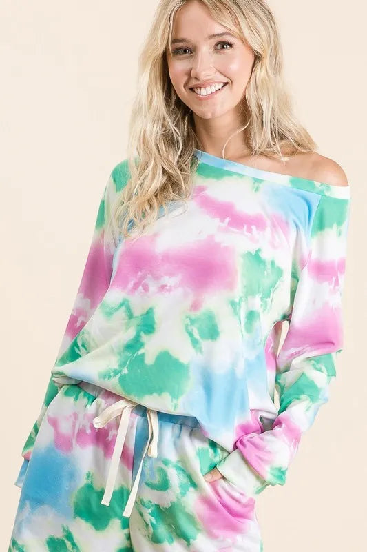 BiBi Tie Dye French Terry Top and Shorts Set