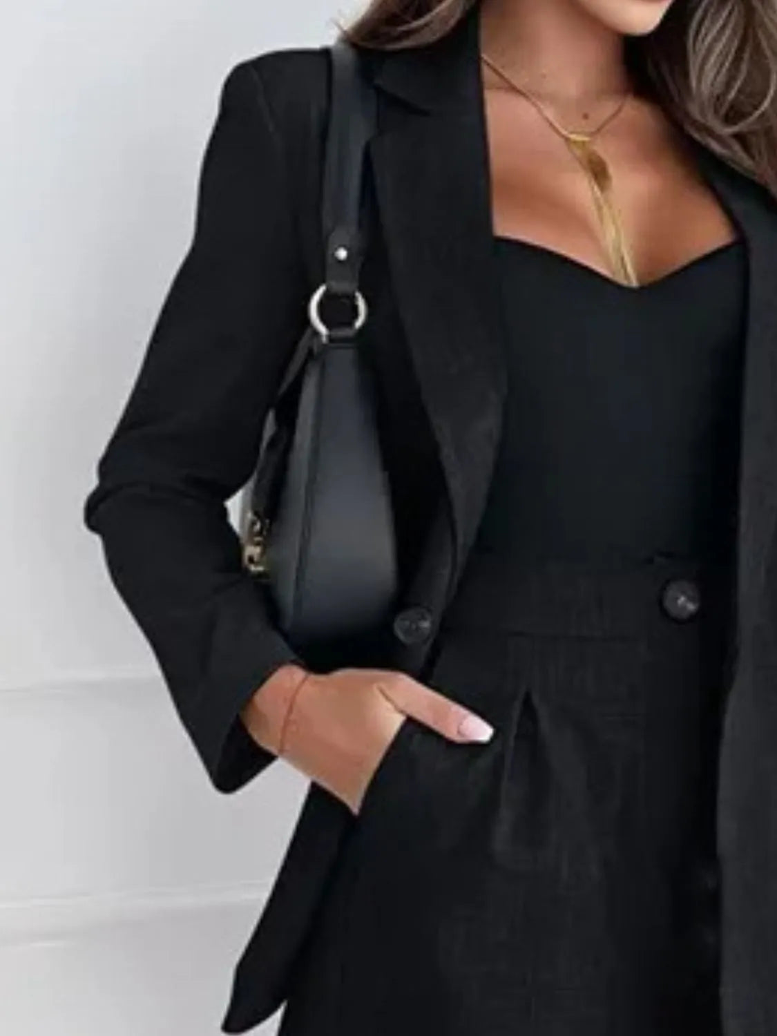 One Button Lapel Collar Blazer and Shorts Set
