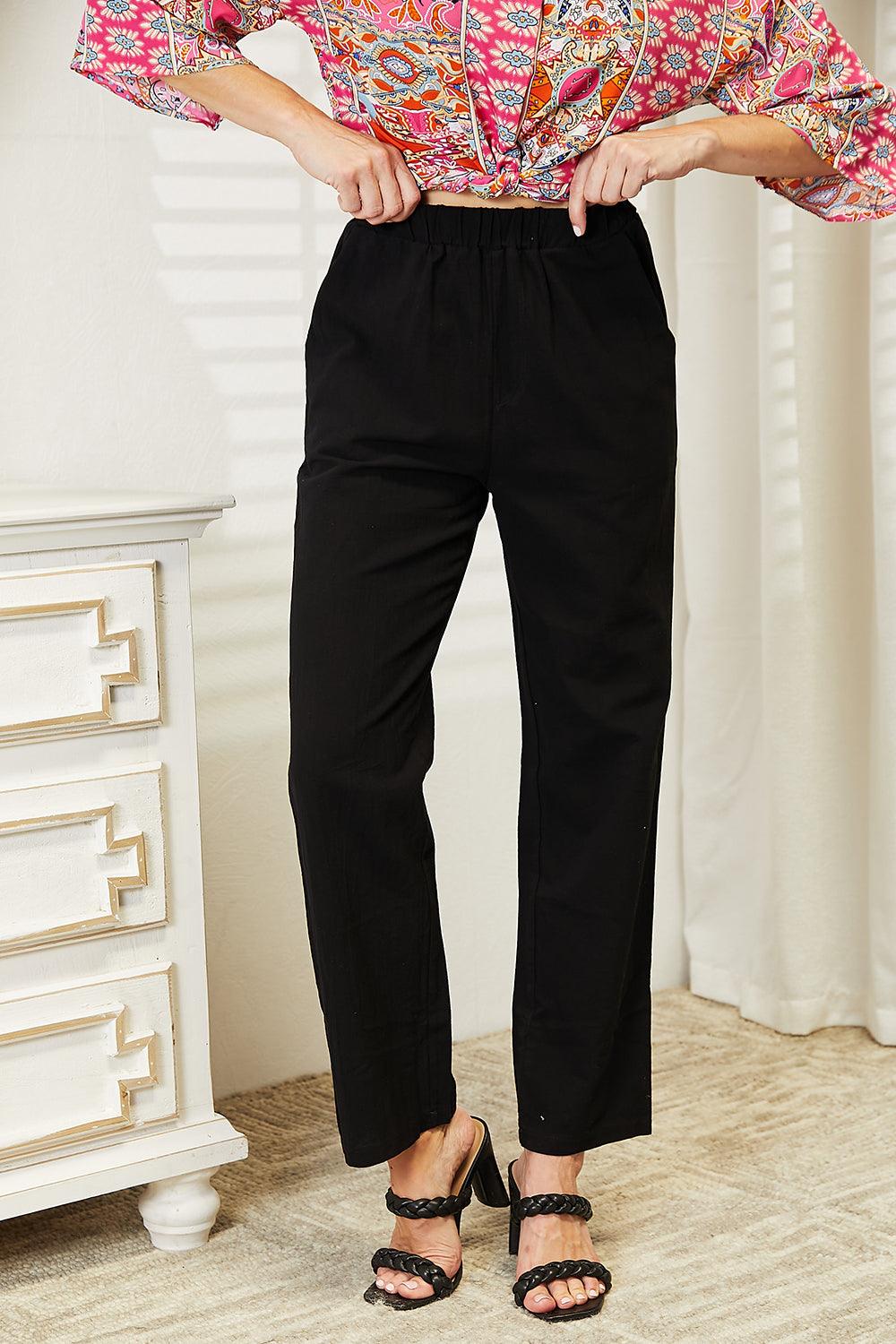 Pull-On Pants with Pockets Black