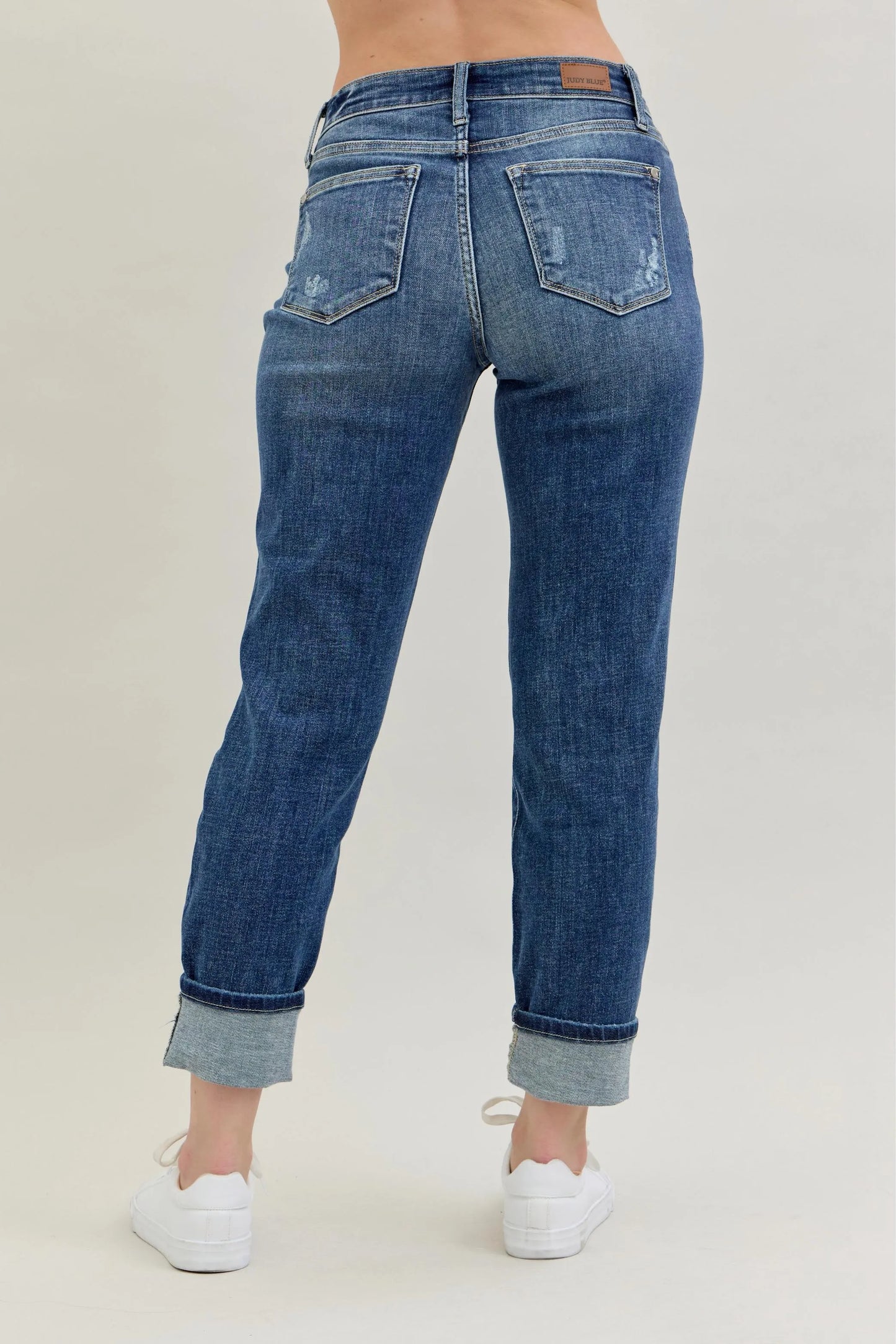 Judy Blue Full Size Mid Rise Cuffed Destroy Bf Jeans Plus Size