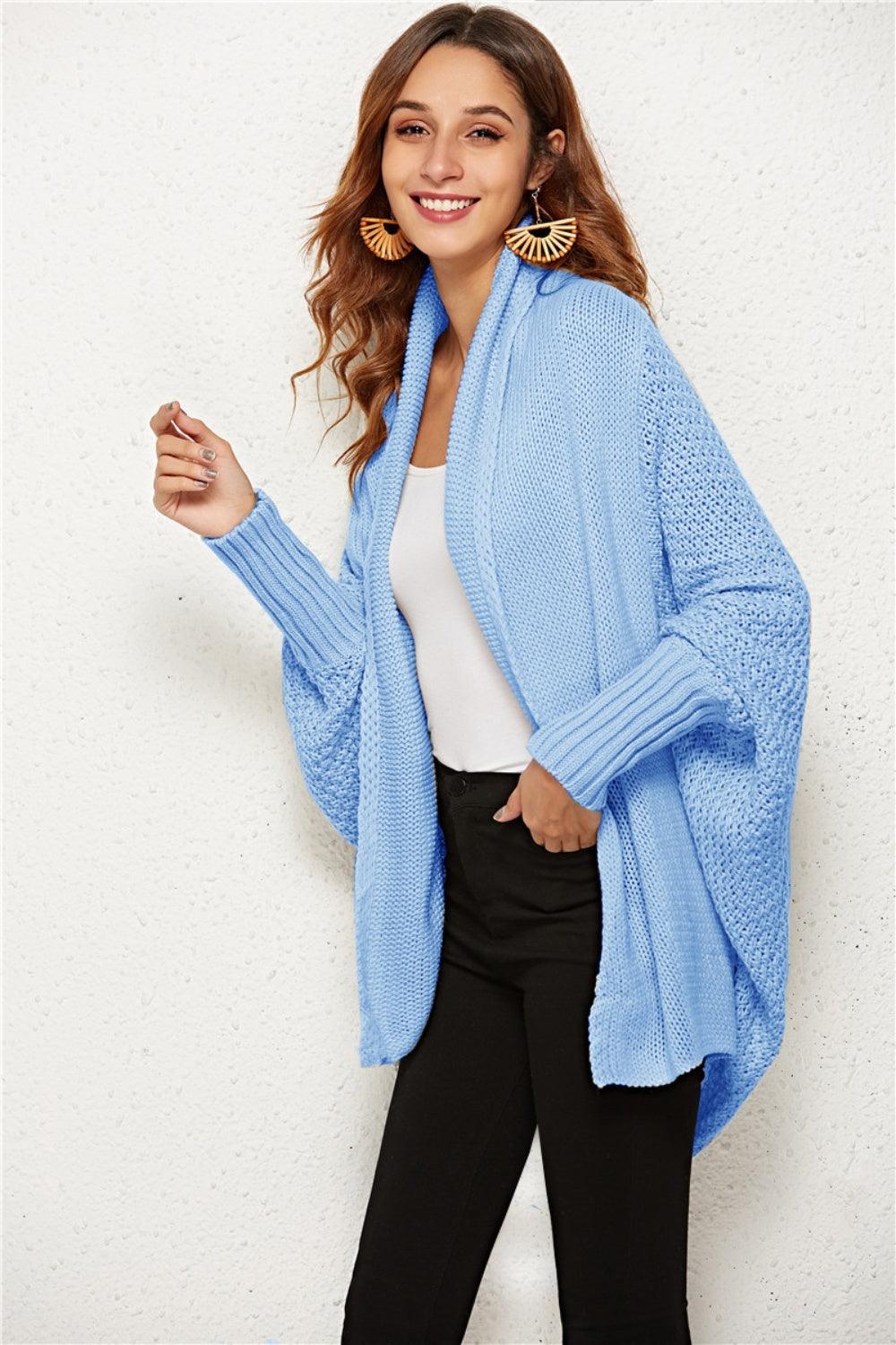 Angel Wings Open Front Batwing Sleeve Cardigan Light Blue One Size
