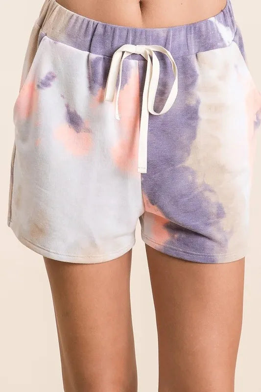 BiBi Tie Dye Terry Shorts with Drawstring