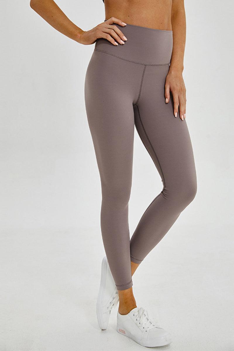 Millennia Wide Seamless Band Waist Sports Leggings Brown