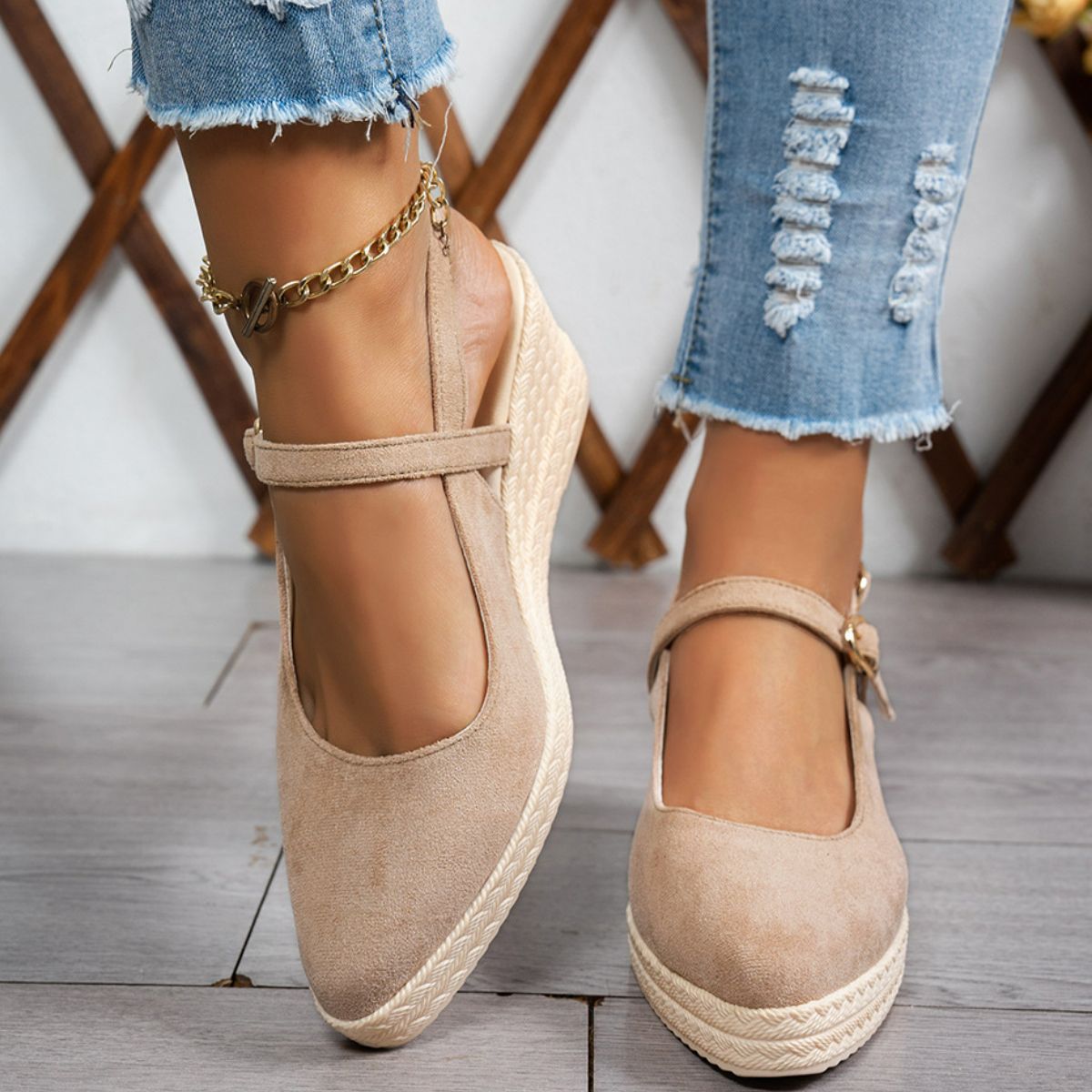 Point Toe Block Heels Pumps Dust Storm