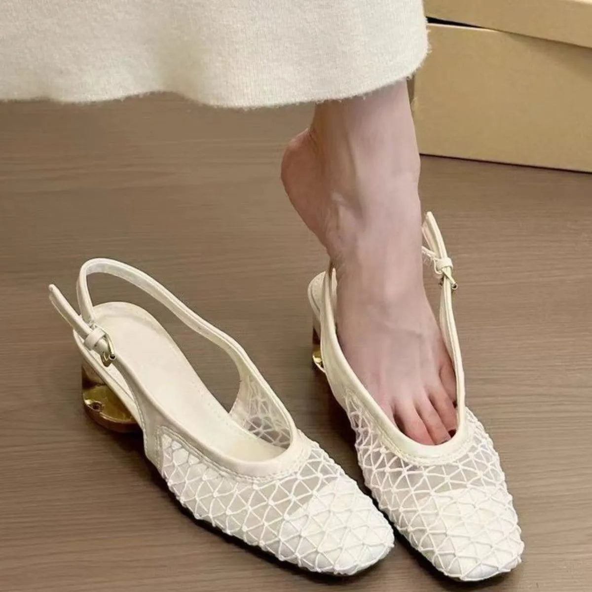 Square Toe Block Heels Pumps