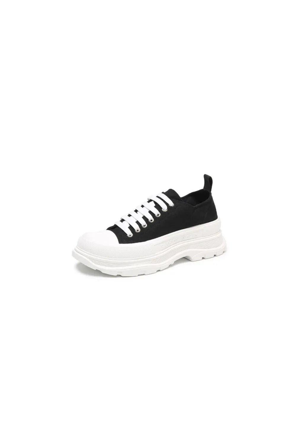 Lace Up Round Toe Platform Sneakers Black