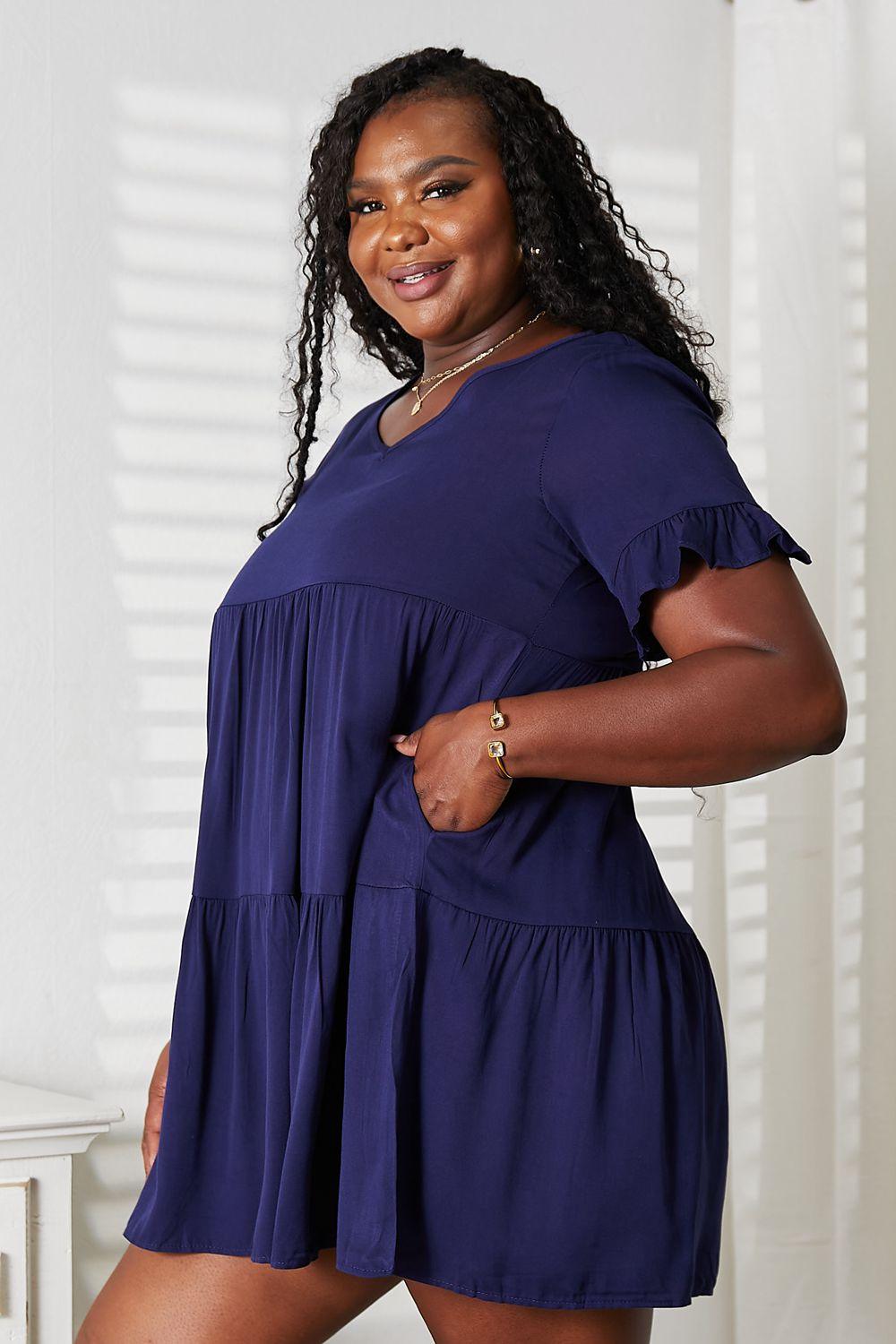 Double Take V-Neck Flounce Sleeve Dress for Effortless Style