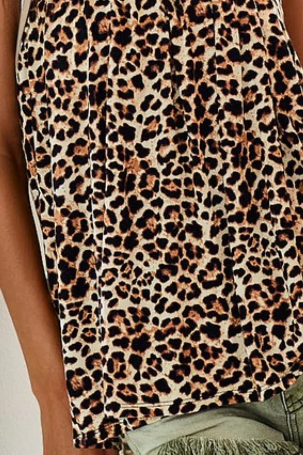 BiBi Leopard Printed Jersey Knit Gathering Cami Top