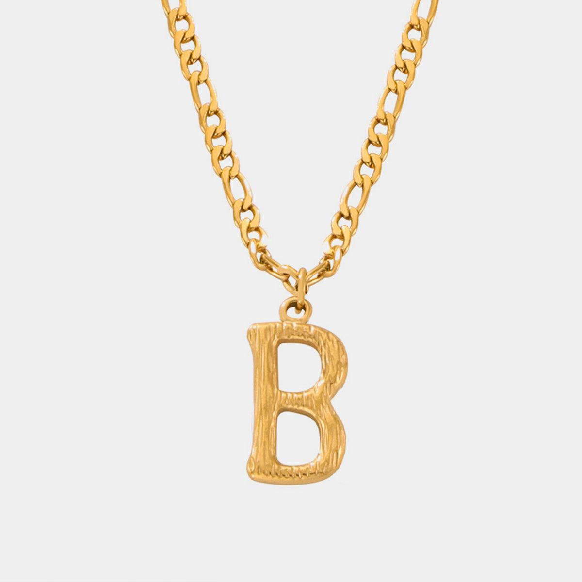 Titanium Steel Letter Pendant Necklace Style B One Size