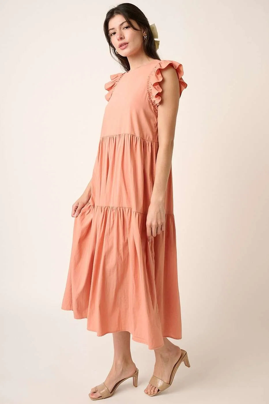 Mittoshop Ruffle Short Sleeve Tiered Maxi Dress