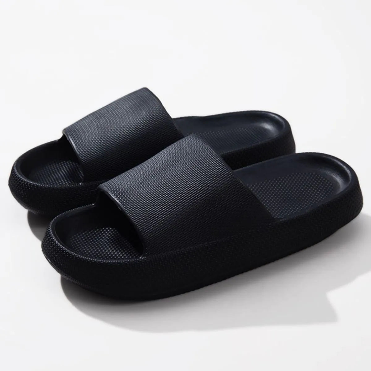 Open Toe Platform Slippers Black