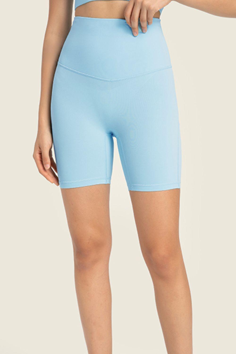 Millennia Seamless High-Rise Wide Waistband Biker Shorts Blue