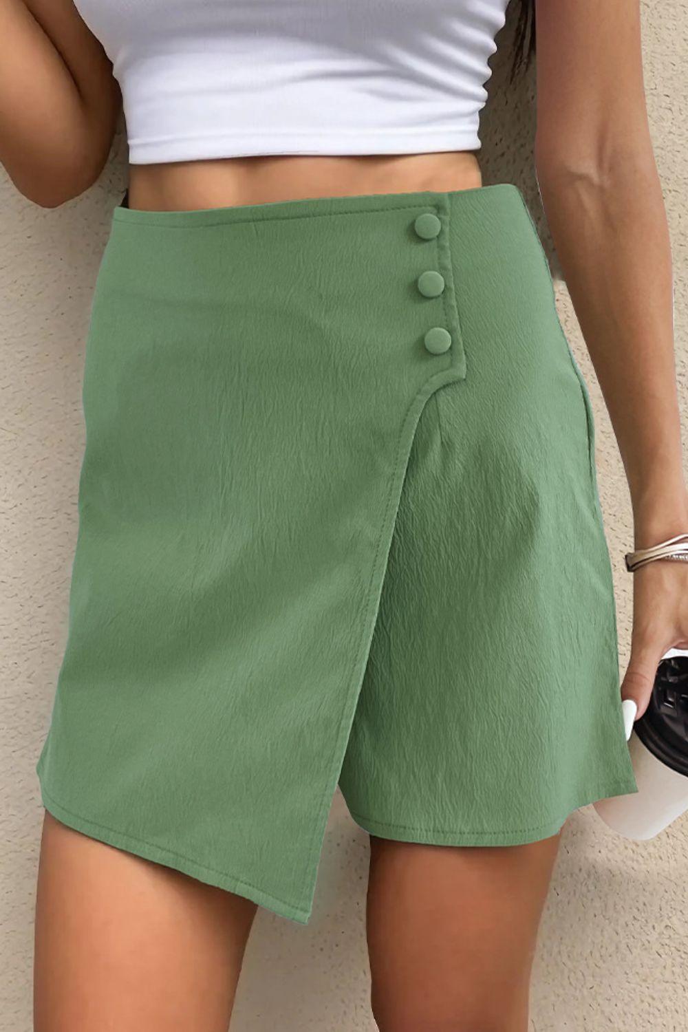 Perfee High Waist Skort Green