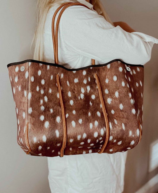 The Aniella Neoprene Tote - Brown Fawn
