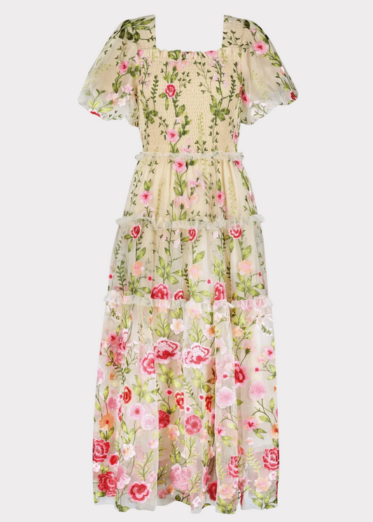 Rose Dress Midi - Cream