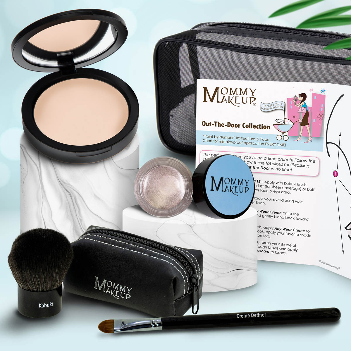 Out The Door Collection | Travel-friendly, Multi-tasking,Talc-free Makeup Set CUDDLE (Light Medium) - For light to medium complexions CRYSTAL - A pale shimmering pewter