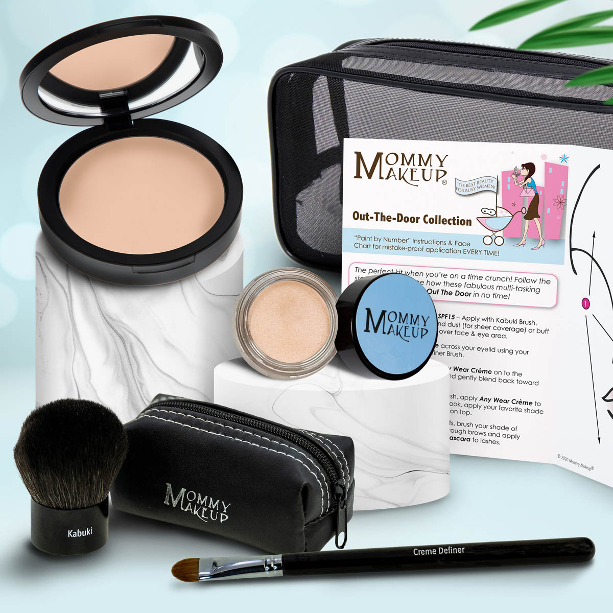 Out The Door Collection | Travel-friendly, Multi-tasking,Talc-free Makeup Set DUE DATE (Medium) - For medium complexions. Tans easily in the sun DUCHESS - A Peachy Rose with a Silver Sheen