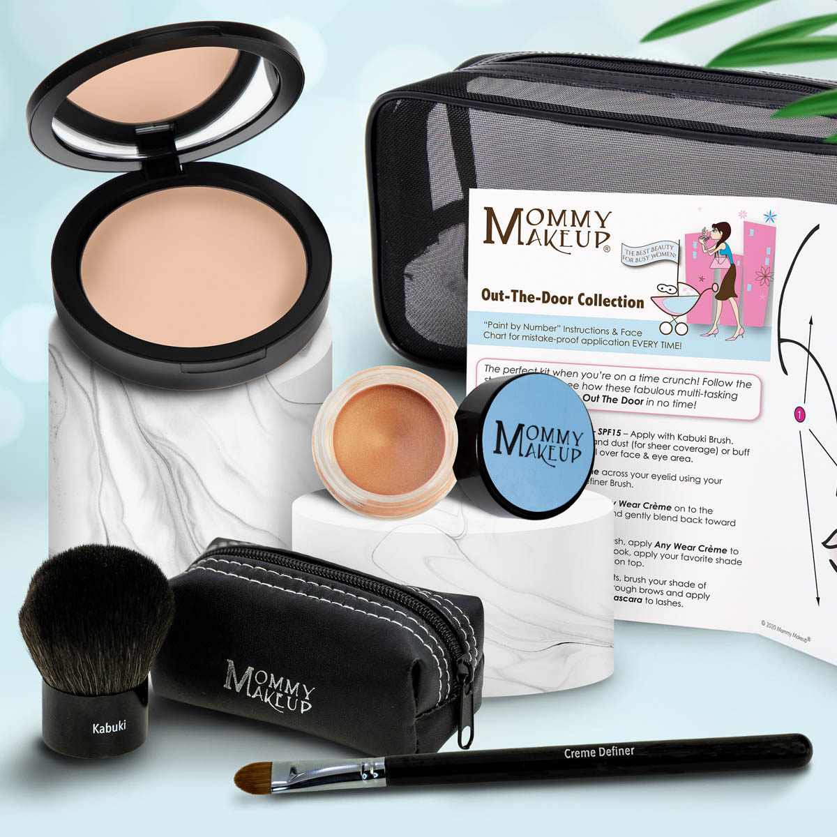 Out The Door Collection | Travel-friendly, Multi-tasking,Talc-free Makeup Set DUE DATE (Medium) - For medium complexions. Tans easily in the sun GOLDEN APRICOT - A peach with golden shimmer