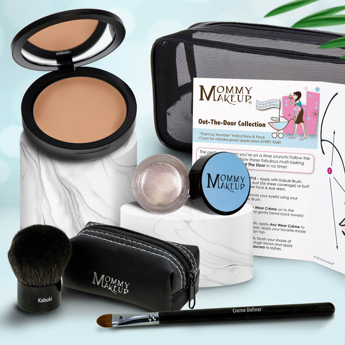 Out The Door Collection | Travel-friendly, Multi-tasking,Talc-free Makeup Set CRAVING (Medium Dark) - For tan to caramel complexions CRYSTAL - A pale shimmering pewter