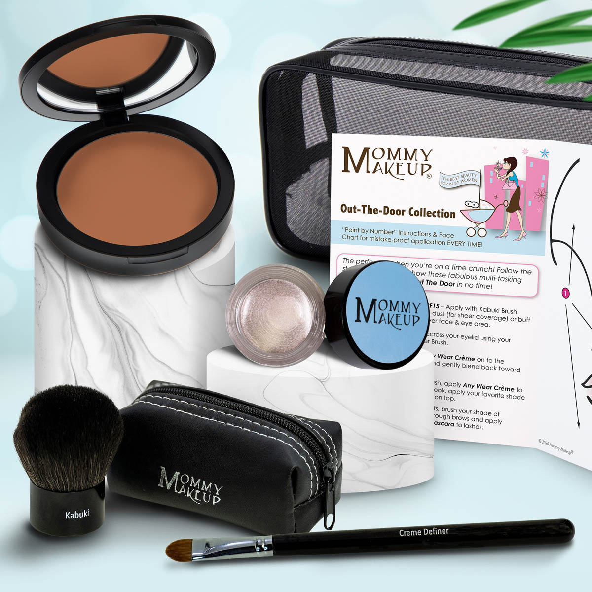 Out The Door Collection | Travel-friendly, Multi-tasking,Talc-free Makeup Set PUDDIN' (Dark) - For darker complexions CRYSTAL - A pale shimmering pewter