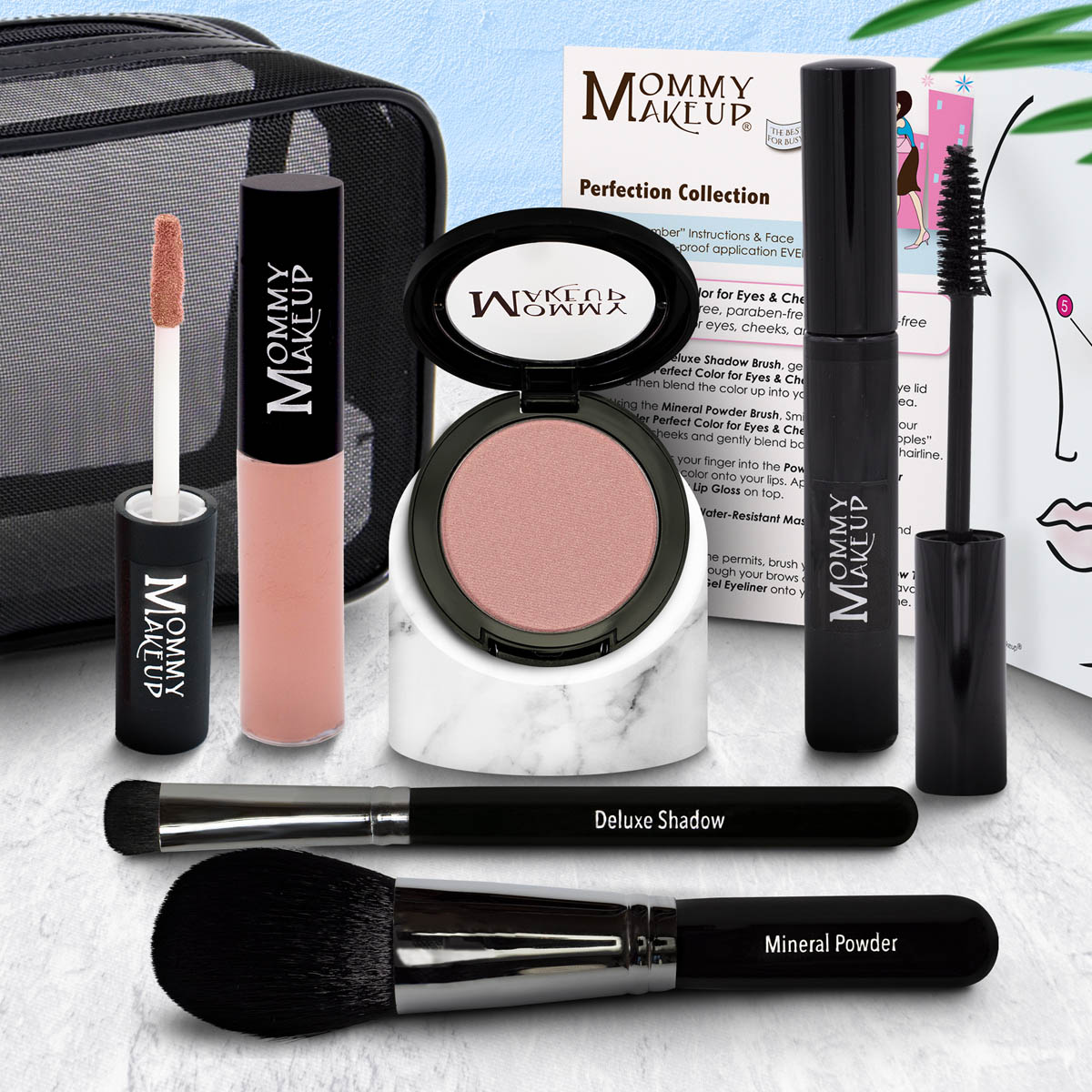 The Perfection Collection | Customizable, Talc-free, Silicone-free Makeup Set - Select Your Own Shades Sugar Cookie - a creamy vanilla with a pink and golden gleam Pinkly Nude - A nude pink beige
