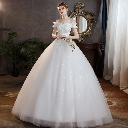 Sexy Wedding Dress Off The Shoulder Lace Flower Gown