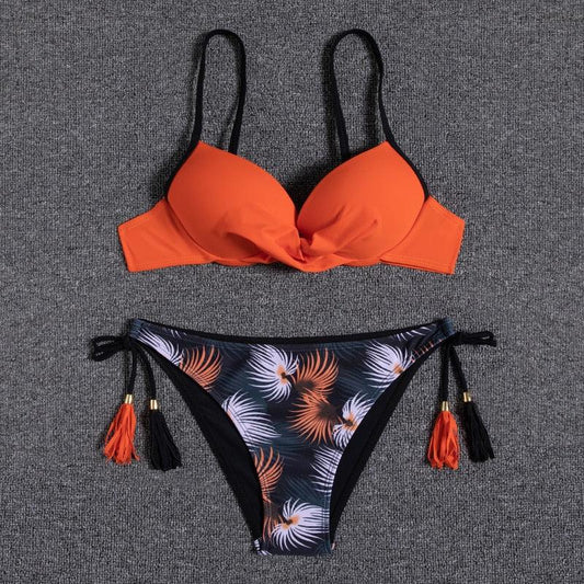 Push Up Bikinis 2022 New Swimwear Women's Bikini Swimsuits Floral Printed Bathing Suits for Women 2 Piece Bikini Women Floral Print Bikini Sets Swimsuit Beach Wear Bathing Suit Female Two Pieces