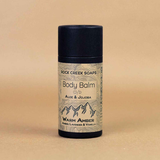 WARM AMBER BODY BALM | Solid Lotion Bar - Black Amber & Vanilla with French Lavender