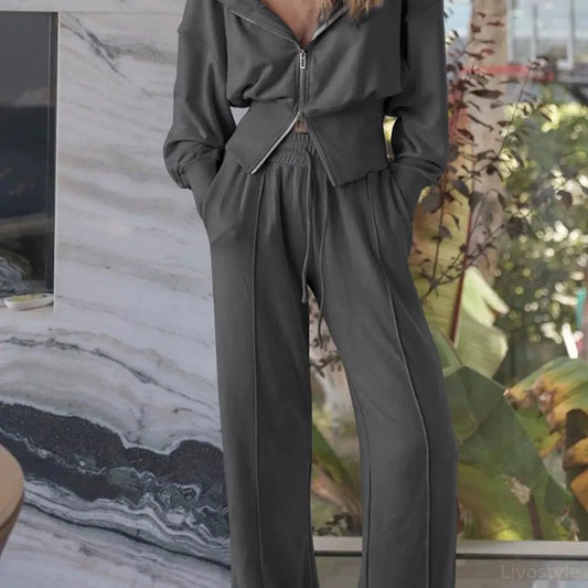 Zip-Up Hoodie and Pants Active Set