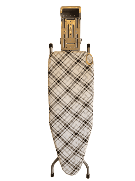 Ironing board for steam irons - Ironing board with secure iron holder and storage