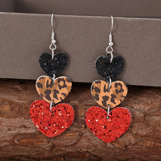 Heart Leather Drop Earrings Scarlet One Size