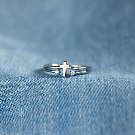925 Sterling Silver Cross Ring Silver One Size