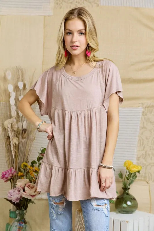 ADORA Drop Shoulder Babyboll Tunic Top
