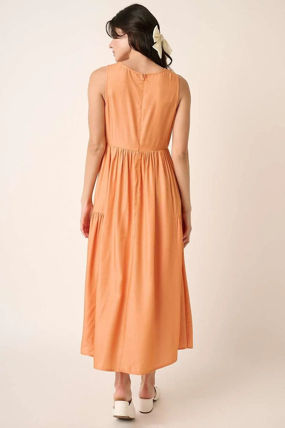 Mittoshop Ruched Detail Sleeveless Midi Dress