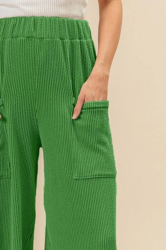 BiBi 2tone Cord Rib Waist Band Side Pocket Pants