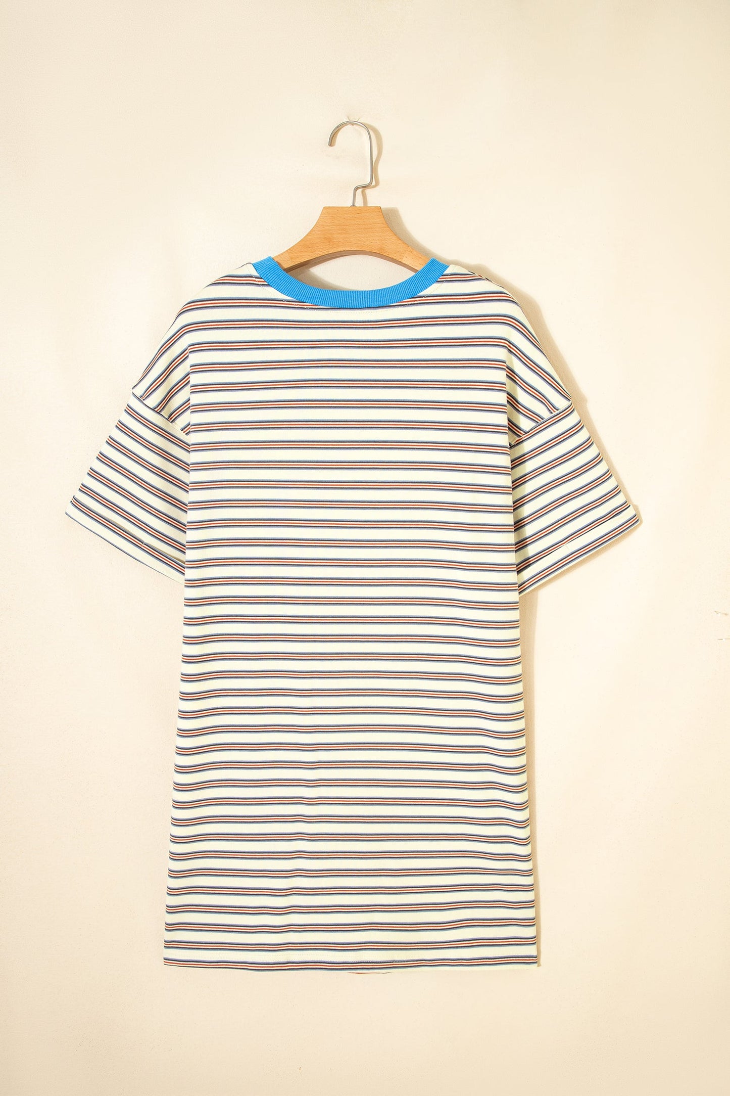 Stripe Cuffed Short Sleeve Mini T-Shirt Dress